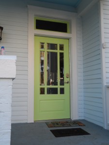 The front door is pale green.